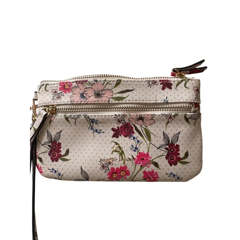 Floral Print Wristlet Purse With Zipper Closure & Gold Accents By Nanette Lepore - Picture 2 of 4